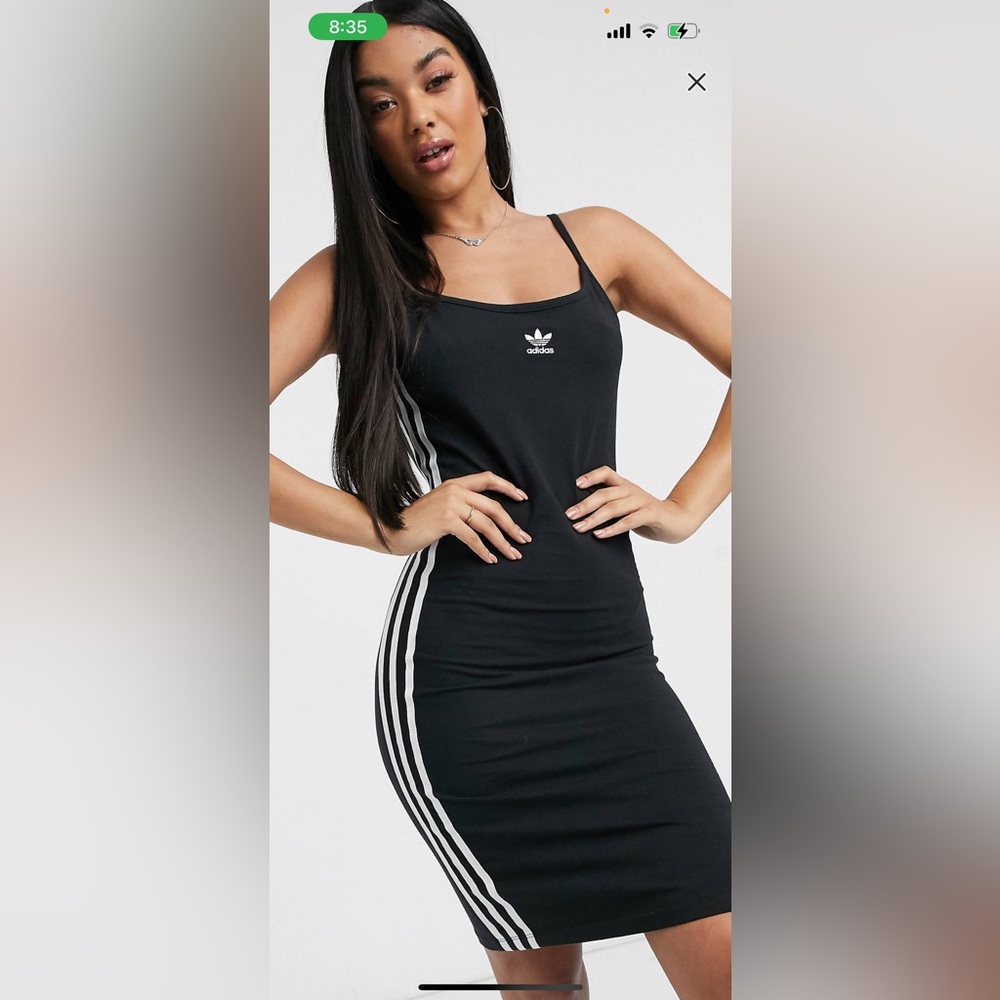 Adidas Original three stripe strap dress in black NWOT size M